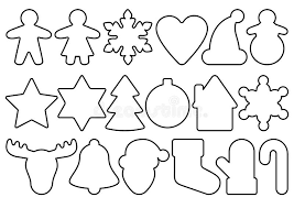 Gingerbread cookies christmas clipart a kit of 13 hand painted digital christmas decorations. Gingerbread Outline Objects Set Stock Vector Illustration Of Collection Bread 121931861