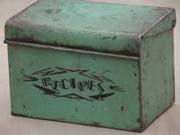 30s Vintage Recipe Card Box Jadite Green Metal Box W Monarch Flour Recipes Antique Recipe Box Vintage Recipe Box Recipe Card Boxes