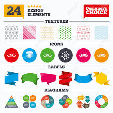 Banner Tags Stickers And Chart Graph Angle 45 360 Degrees Icons