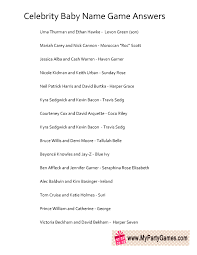 Erykah badu's baby names are as random as it gets. Free Printable Celebrity Baby Name Game Answer Sheet Baby Name Game Celebrity Baby Names Celebrity Babies