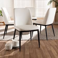 Baxton Studio Darcell Modern Contemporary White Faux Leather Upholstered Dining Chair Set Of 4 150595 White In 2020 Faux Leather Dining Chairs Upholstered Dining Chairs Leather Dining Chairs