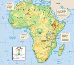 The physical map of africa showing major geographical features like elevations, mountain ranges, deserts, seas, lakes, plateaus, peninsulas, rivers, plains, some regions with vegetations or forest, landforms and other topographic features. Political And Physical Maps Of Africa Korea Map North Korea Map Africa Map