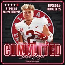 Alabama Crimson Tide on 247Sports - 4⭐️ safety Jake Pope makes it official.  He's heading to Alabama Football🔥🔥 | Facebook