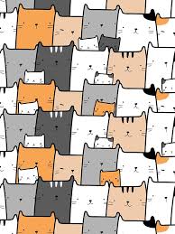 Black And White Orange Cartoon Pattern Of Black White Orange And Gray Kawaii Cats Iphone Case By Kanae19 In 2020 Kitten Cartoon Seamless Patterns Doodles