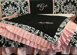 Black And White Crib Bedding Set Personalized Blush Pink Black And White Baby Crib Bedding For A Princess Baby Girl Nursery Room Baby Bedding Sets Crib Sets Girl Baby Girl Nursery Room
