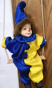 Artist doll porcelain doll clown hanging 43 cm collector rarity Vintage