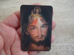 Religious Vintage French Catholic Card With Holograph Hologram of Holy Jesus  Christ. Z 10