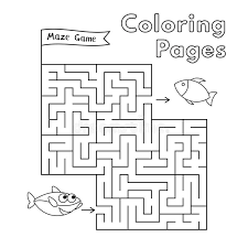 Mommy has a fierce set of teeth while the baby still needs to grow a few. Cartoon Shark Coloring Book Maze Game Stock Vector Illustration Of Coloring Black 139087592