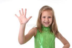 cute little girl showing hand body parts learning school