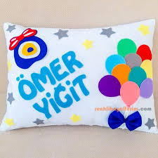 Renkli Balonlar Bebek Altin Taki Yastigi Bebek Yastigi Balonlar Yastik Bebek