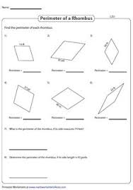 ■ in case area (s a) and height (h) are the variables known the perimeter (p), side length (a), diagonals (p and q) and all the angles (a, b, c and d) can be computed: 8 Rhombus Worksheets Ideas Finding Area Rhombus Area And Perimeter