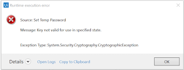 Runtime Execution Error Exception Type System Security Cryptograpy Cryptographicexception Help Uipath Community Forum