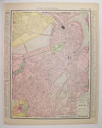 Vintage Boston Map Antique Map Of Boston Ma 1898 Boston Massachusetts Map City Street Map Boston Metro Art Gift For G Boston Map Boston City Map Antique Map
