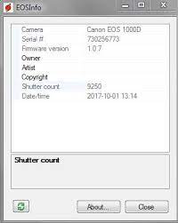 Only original jpg or arw files straight from the camera will work. Canon Shutter Count Kameratrollet
