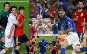 تشهد مباريات إسبانيا وإيطاليا ندية وإثارة بين المنتخبين سواء داخل الملعب أو خارج الملعب، وبالنسبة إلى لغة الأرقام نرى أن المنتخب الإيطاليا تقابل مع نظيره الإسباني في 37 لقاء في كل البطولات، حقق المنتخب الإيطالي الفوز في 11 لقاء مقابل 13 انتصار لمنتخب إسبانيا وحسم التعادل بين المنتخبين 13 لقاء، أي أن المنتخبين متقاربين إلى حد كبير ولم يستطيع أحد أن يفرض سيطرته على الأخر. 8pbb0iowwixycm