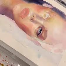 Watercolor Painting By Humid Peach Peachideas Aquarellmalerei Wasserfarben Malen Tutorial Wasserfarben Portraits