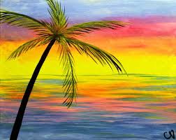 Easy painting in acrylic paradise sunset step by step live stream | theartsherpa. Virtual Paint Nite Sunset Palm In Placerville Ca