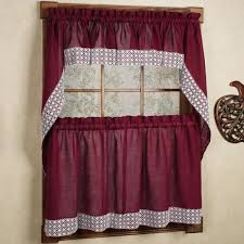 burgundy country style kitchen curtains