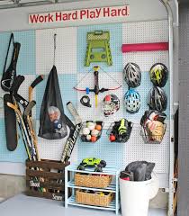 Because pegboard accessories need a small void behind the board to accommodate the mounting pegs, furring strips are needed for installs over drywall. Garage Pegboard Organizer