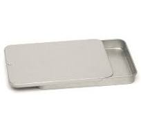 Silver Rectangular Tin with Sliding Lid