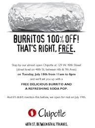 Burritos 100 Off Coupon Chipotle Coupons Free Chipotle Coupon Burritos