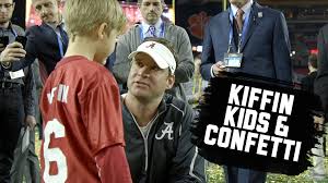 Lane kiffin is a famous football coach. Lane Kiffin Takes A Moment With His Kids After National Championship Win Al Com