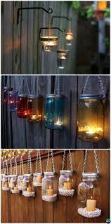 20 Backyard Garden Fence Decoration Makeover Diy Ideas Hanging Mason Jar Lights Diy Outdoor Lighting Backyard Decor