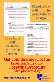 The Essential Standard Operating Procedure Template Prorsa Consulting Standard Operating Procedure Standard Operating Procedure Template Free Printable Resume Templates