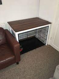 Dog Crate Table Surround Nice Hack Idea To Make The Crate Blend In Nicely Dogcrate Dogcratetable Dogfurniture Diy Dog Crate Diy Dog Stuff Dog Crate Table