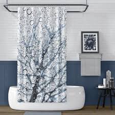 Monochromatic Bathroom Design Slate Blue With Free Printable Wall Ar Metro Shower Curtains
