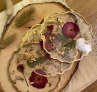 Rose Coaster with Gold Trim