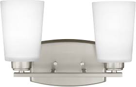 Seagull 4428902en3 962 Franport Modern Brushed Nickel Led 2 Light Bathroom Wall Light Fixture Sgl 4428902en3 962