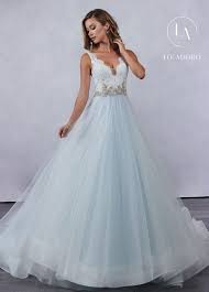 Style M694 Wedding Dress Blue Accent Light Blue Wedding Dress Ball Gown Wedding Dress