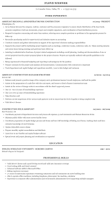 construction assistant resume sample