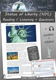 New York City Sights Statue Of Liberty Freiheitsstatue Reading Listening Questions Unterrichtsmaterial Im Fach Englisch In 2020 New York City Freiheitsstatue New York