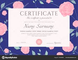 Certificate Completion Template Flowers Blue Roses Green Floral ...