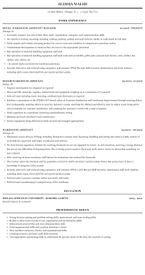 • responds to inquiries from management, supervision, buyers, stores, vendors and trucking companies . Warehouse Assistant Resume Sample Mintresume