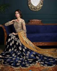 Pakistani Bridal Dresses For Walima In Navy Blue Color Pakistani Bridal Dresses Pakistani Bridal Couture Bridal Dress Design