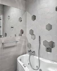 Example Of Random Scatter Pattern Hex Tiles In 2020 Hexagon Tile Bathroom Tile Bathroom Bathroom Tile Designs
