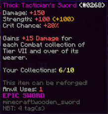 Million coins ) to get rich fast minecraft skyblock ( 6 ) 264. Item Review Thick Tactician S Sword Hypixel Minecraft Server And Maps