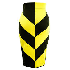 Black And Yellow Striped Skirt Who S Been Painting Our Roses Red Don T Lose Your Temper Because This Queen Of Hearts Pencil Skirt By E Pencil Skirt Striped Skirt Pencil Yellow Pencil Skirt