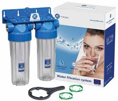 In line water filtration system. Double 10 Filter Housing Set Two Stage Water Filtration System 1 2 3 4