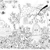 Sketsa gambar pemandangan taman garlerisket. 1