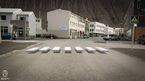 A 3d Zebra Stripe Crosswalk Appears In Iceland Colossal In 2020 Optical Illusions Zebra Crossing Iceland
