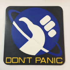 Hitchhiker logo.svg 360 × 53; Download Hitchhiker S Guide To The Galaxy Don T Panic Logo Coaster Da Trevor Day Enterprise Xd Design
