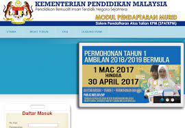 Daftar tahun 1 secara online ini diperkenalkan untuk memudahkan ibubapa atau penjaga membuat pendaftaran dan permohonan kemasukan tahun 1 tanpa perlu bagi ambilan tahun 1 sesi 2018 dan 2019, pendaftaran permohonan boleh dibuat untuk anak dibawah jagaan mereka sebagaimana berikut Hal Ehwal Murid Sk Jalan Panglima Bukit Gantang Pendaftaran Murid Tahun 1 Ambilan 2018 Dan 2019 Secara Online Dan Manual