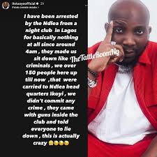 BBNaija's Tuoyo cries out after he was arrested alongside over 150 persons by NDLEA officials durng a raid inside a Lagos nightclub