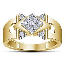 Men S Band Ring Solid 925 Silver 10k Yellow Gold Fn Engagement Wedding Ring Cincin Pria Cincin