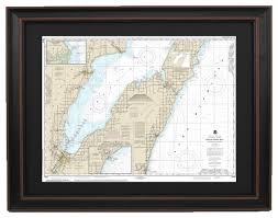 Poster Size Framed Nautical Chart Lake Michigan Lower Green Bay 36x27