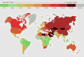 This Map Shows The Countries With The Most Toxic Environments On Earth Map Air Pollution Earth Map